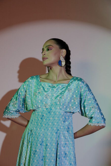 Blue Printed Dress